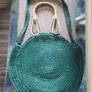 NWT America & Beyond Large Round Straw Jute Tote